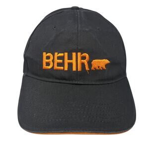 BEHR Strapback Hat Black One Size Adjustable Embroidered Logo Outdoor